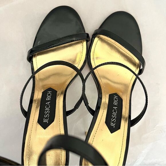 Jessica Rich Goddess Sandal in Black Patent Leather and Gold Heel, Size 37 6.5 - Picture 6 of 7